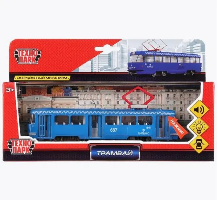 Машина металл трамвай 18 см, инерц. CT12-463-2-BL-WB 401949