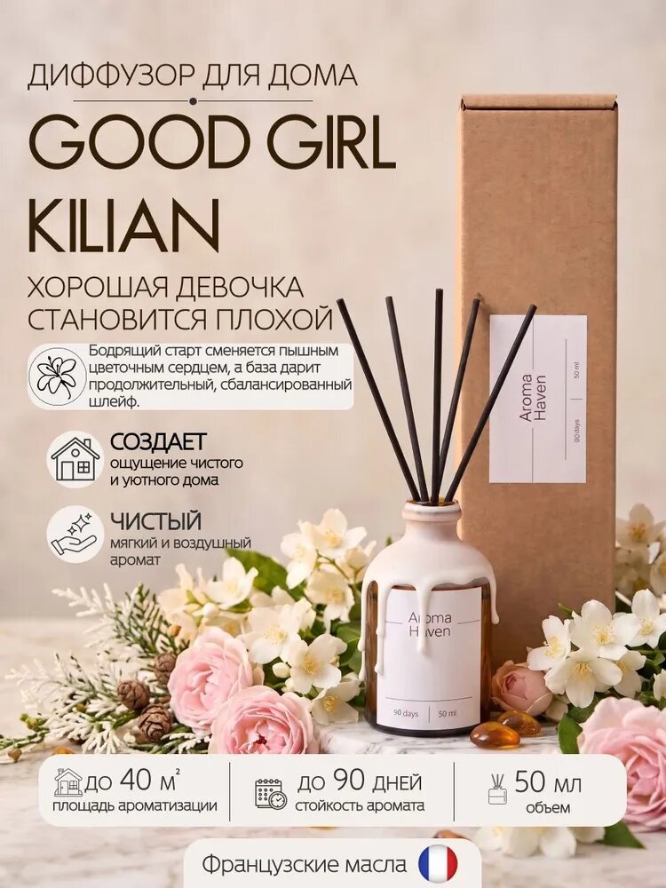 Диффузор для дома с палочками/Аромадиффузор/Good Girl/Ароматизатор для дома с палочками