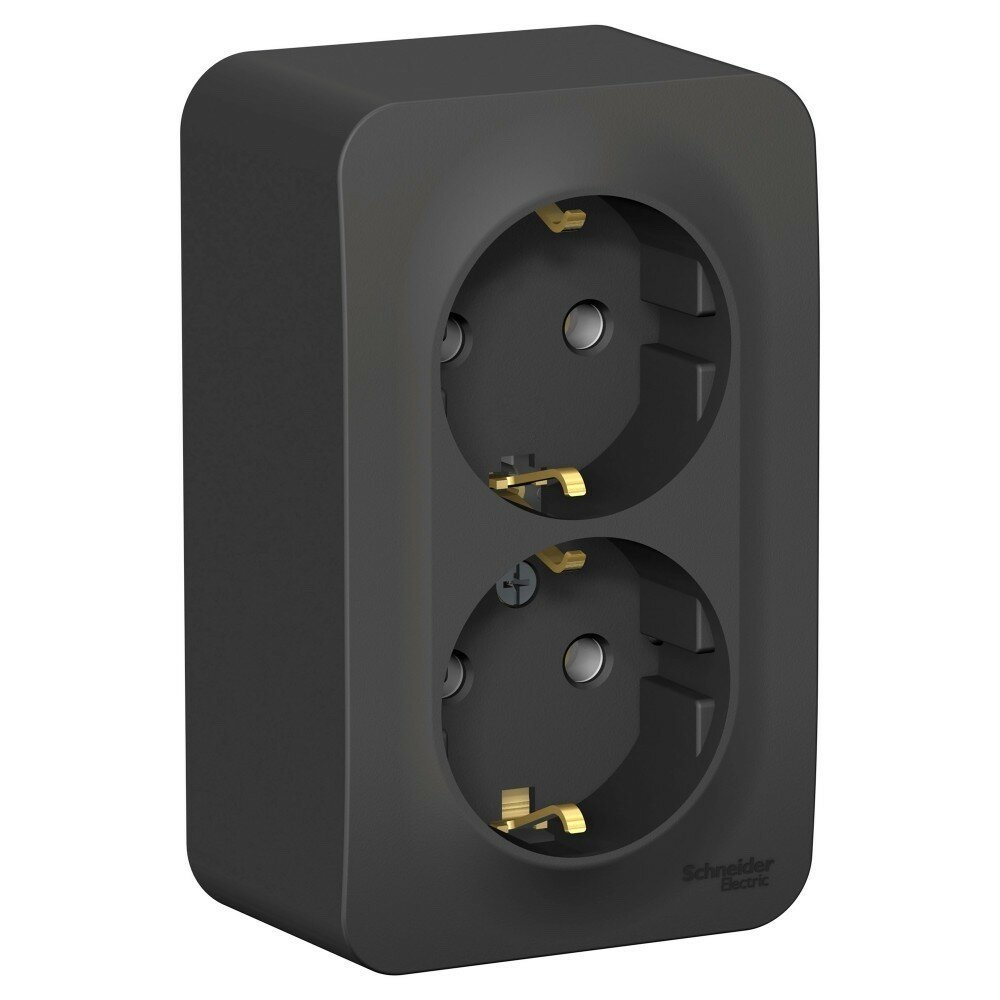 Серия SCHNEIDER electric BLANCA антрацит розетка двойная с/з без штор. Изол. ПЛ,16А, 250В, BLNRA010216