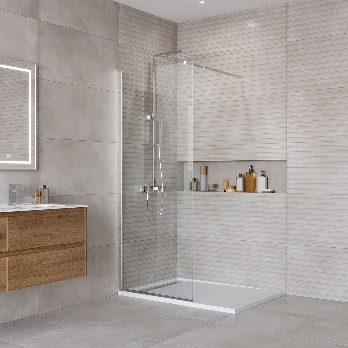 Душевая перегородка BelBagno Kraft KRAFT-L-1-70-C-Cr 70x195 профиль хром стекло прозрачное