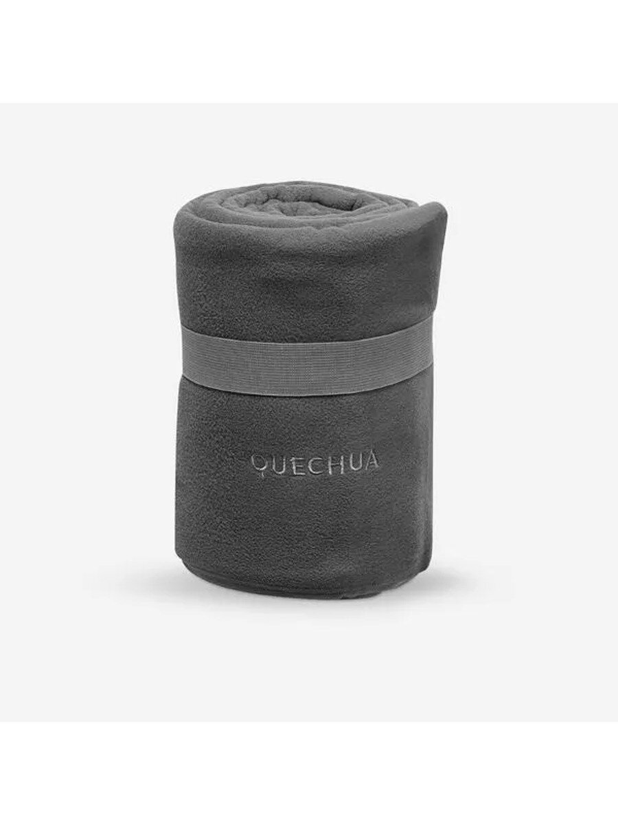 Флисовое одеяло для кемпинга, 155x130 см, полиэстер, теплое и легкое 300 г, со стяжкой для переноски, синий и черный