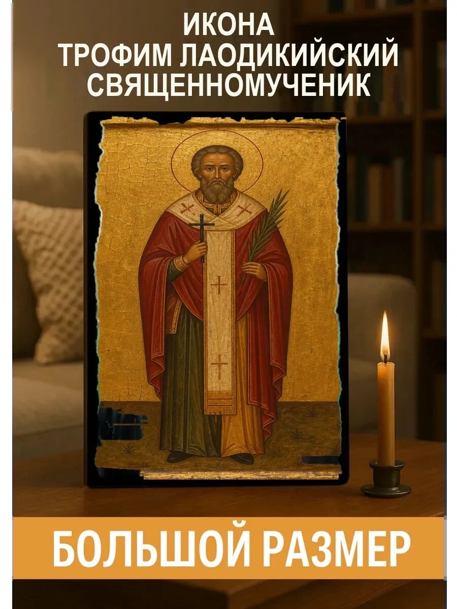 Икона Трофим Лаодикийский, на дереве, 30×40 см, освящённая, ручная работа