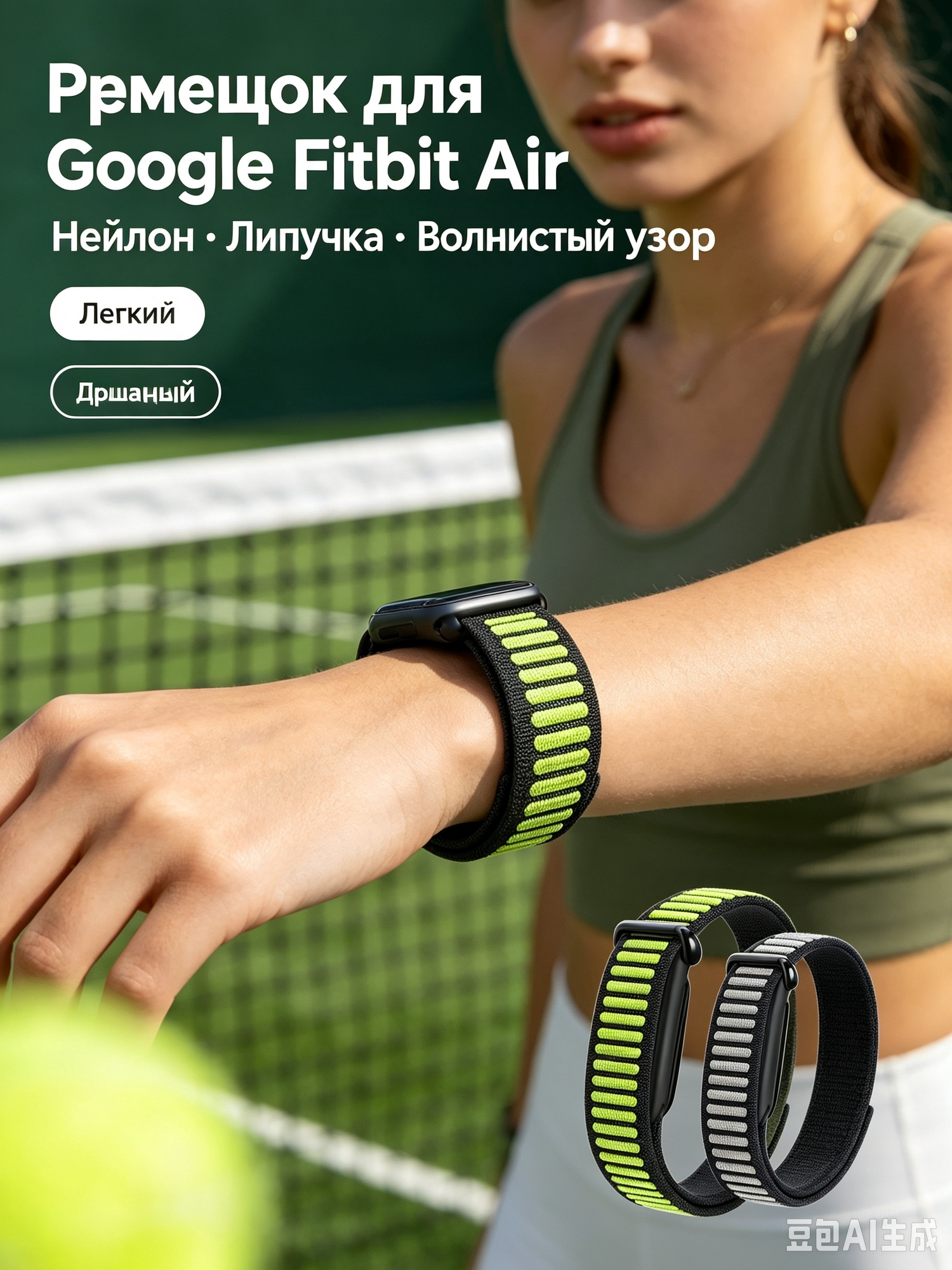 Ремешок для Google Fitbit Air нейлоновый волнистый с липучкой спортивный для мужчин женщин
