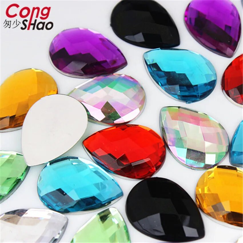 Стразы CongShao 80 шт. 18*25 мм акриловые Мульти, Mix color