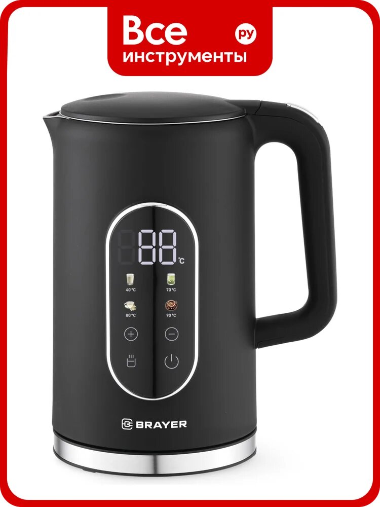 Чайник электрический BRAYER 6107BR-BK 2200 Вт, 1.7 л, Cool Touch, cенсорное управление, автоотключение BR6107BK