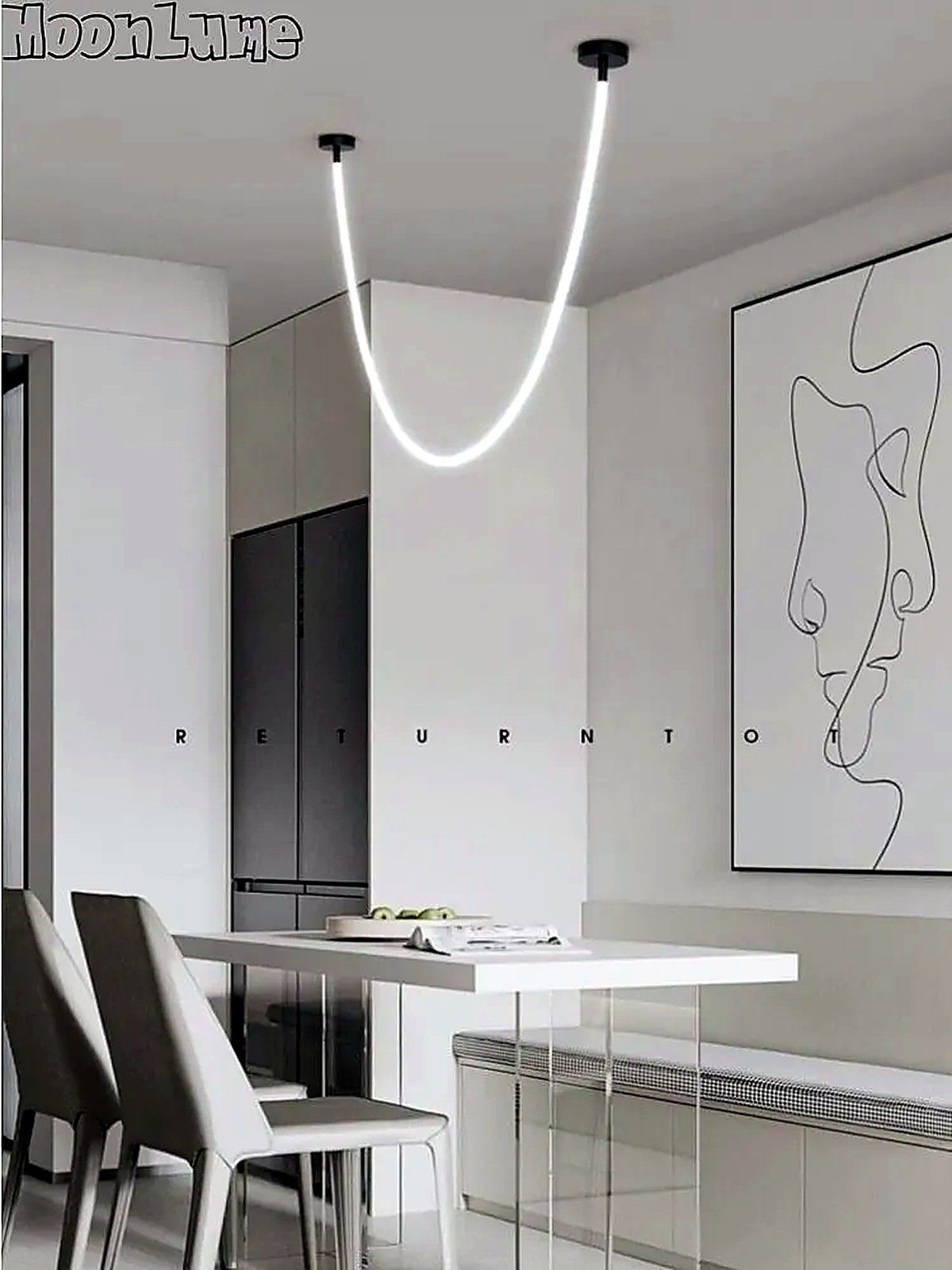 Franeda Люстра, LED, 200 Вт, длина 2000 см, ПВХ, современный, назначение для гостиной