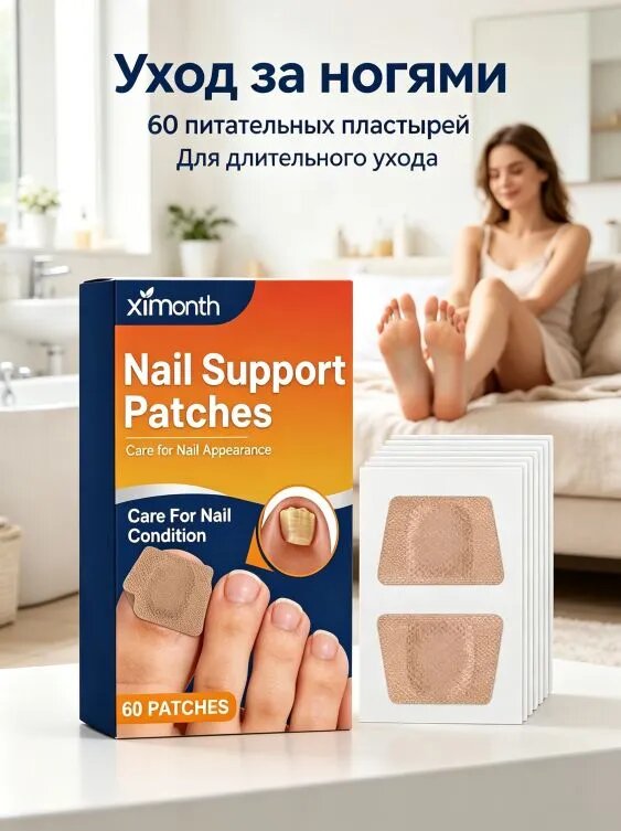 Пластыри для ухода за ногтями ног, питательная защита для хрупких и сухих ногтей, 60 шт
