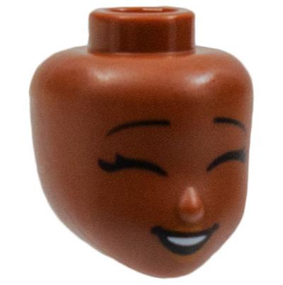 Деталь Lego 81858 Mini Doll, Head Friends with Black Eyebrows, Closed Eyes, Bright Light Orange Lips and Open Mouth Pattern