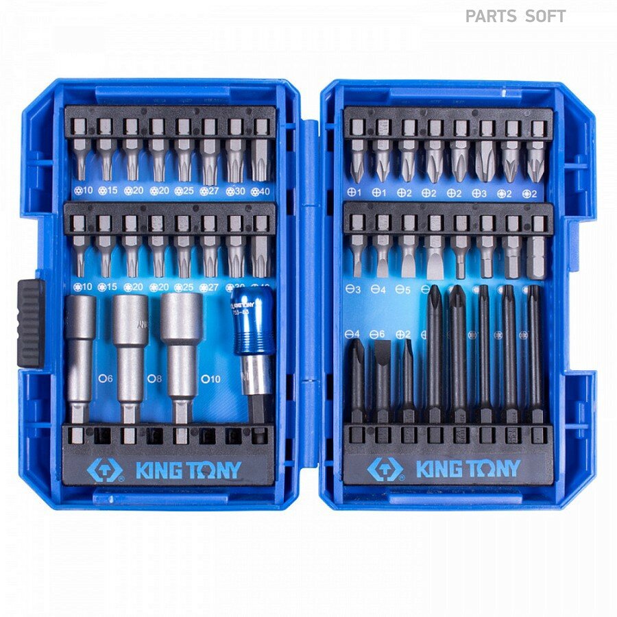 KING TONY Набор вставок (бит) 1/4, PH, PZ, Hex, Torx, Slotted, 44 предмета от официального дистрибьютора, KING TONY, артикул 1044MR