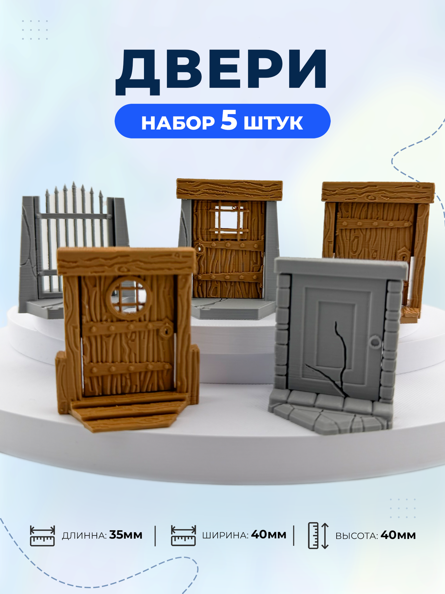 Токены дверей 5 шт для настольной игры Мрачная Гавань Gloomhaven