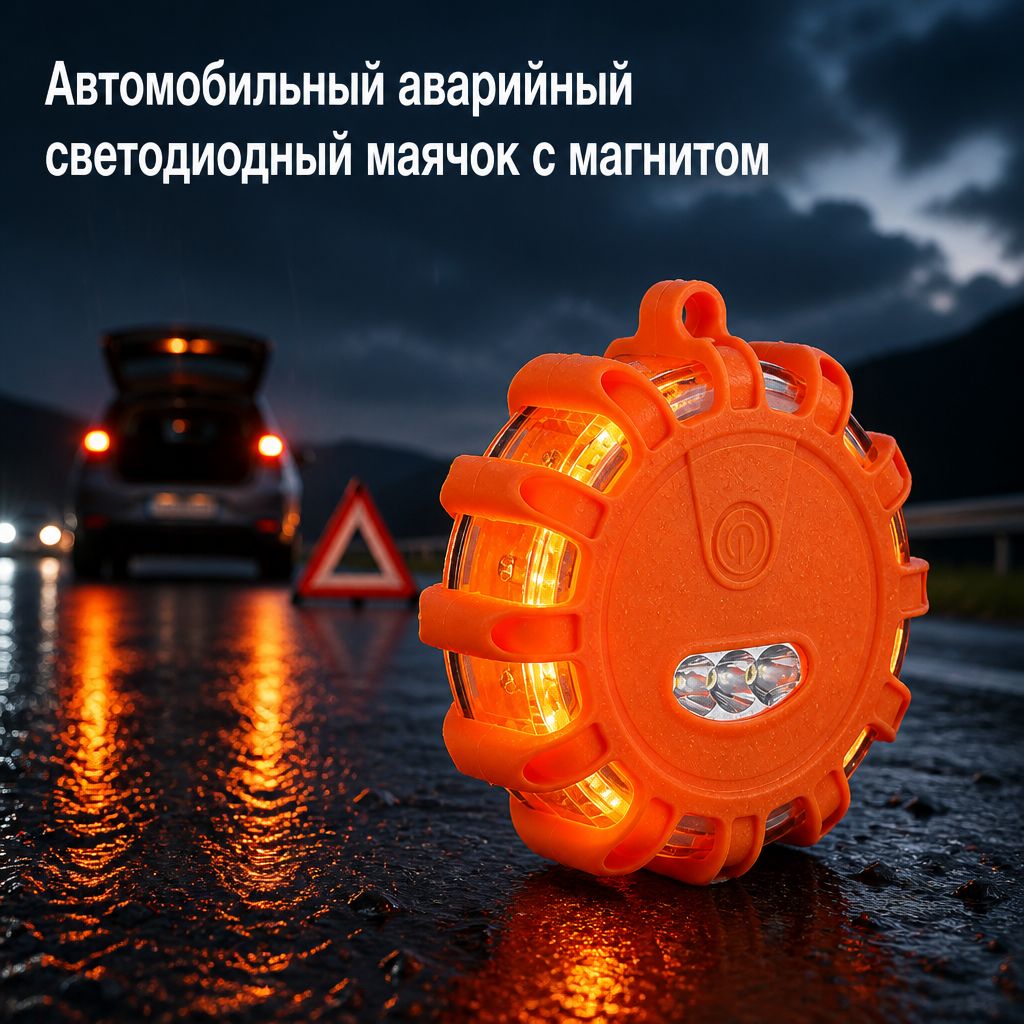 Автомобильный аварийный светодиодный маячок с магнитом