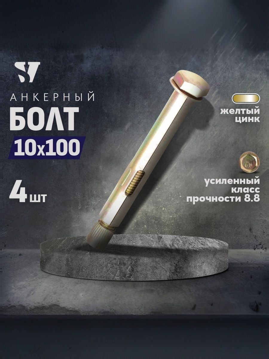 Анкерный болт 10 х 100 мм, 4 шт.