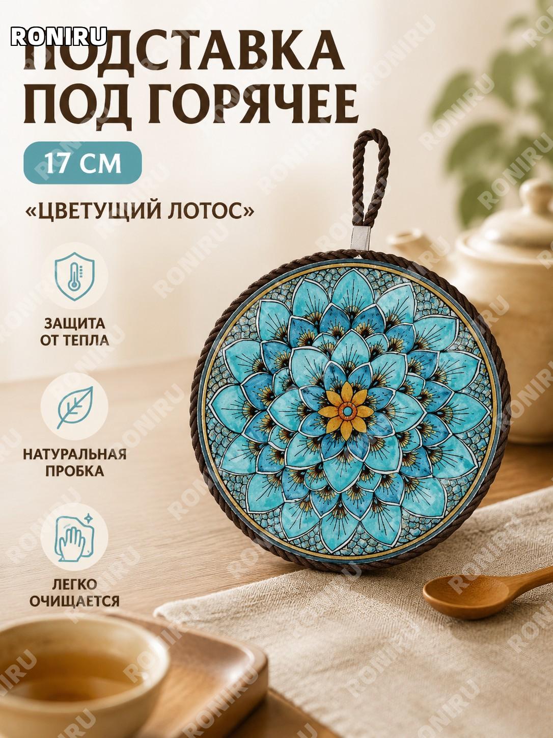 Ретро подставка под чашку «Шэнши Ляньхуа» 17 см, 1 шт в коробке, пробковый коврик для стола, защита поверхности