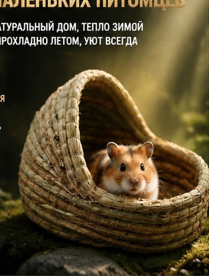 Домик Из Соломы Для Грызунов Дом Для Кроликов И Хомячков 20.00X15.00X13.00Cm