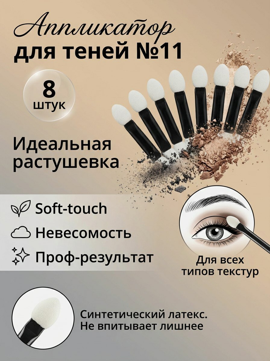 Nice View / Аппликатор для нанесения теней 8шт. Кисть