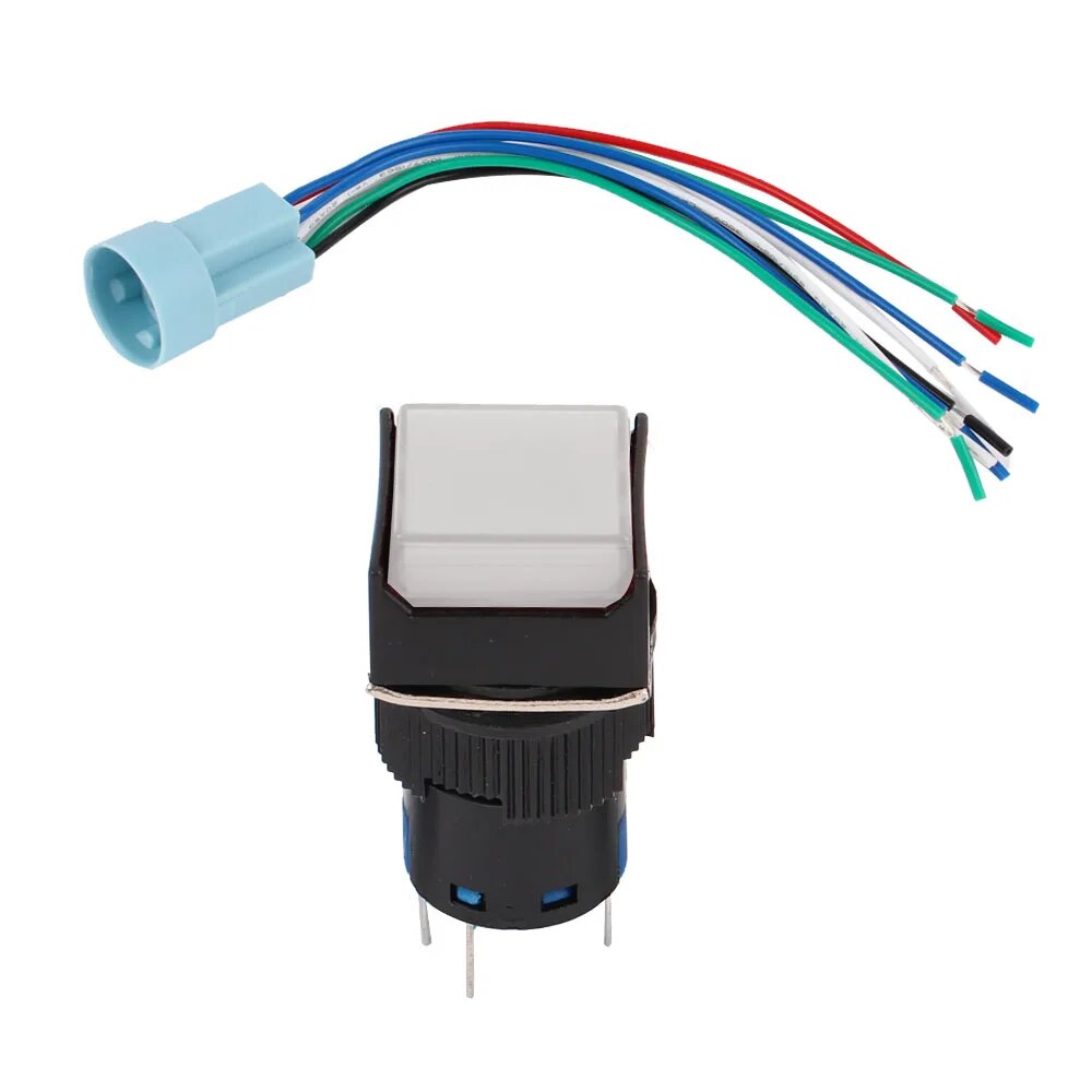 Кнопочные переключатели DIANQI LA160-16A 5В 12В 220В 16мм 8 Pin, Momentary, Белый, White, 24V