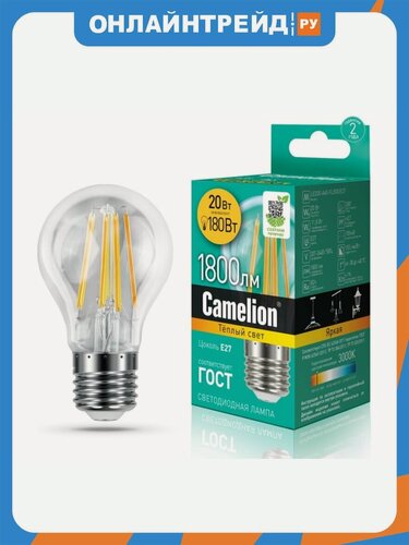 Изображение товара Светодиодная лампа Camelion LED20-A60-FL/830/E27