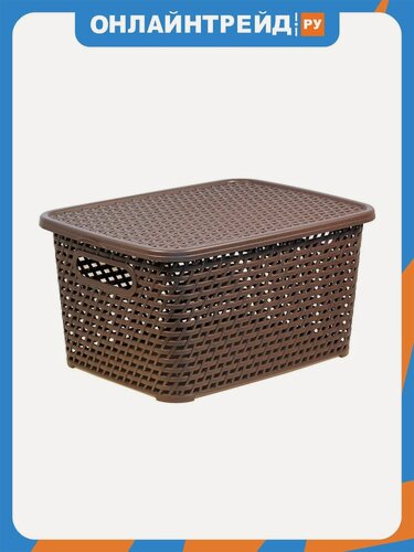 Изображение товара Ящик Idea ротанг с крышкой 23л 450х300х265мм М 2371 коричневый ротанг