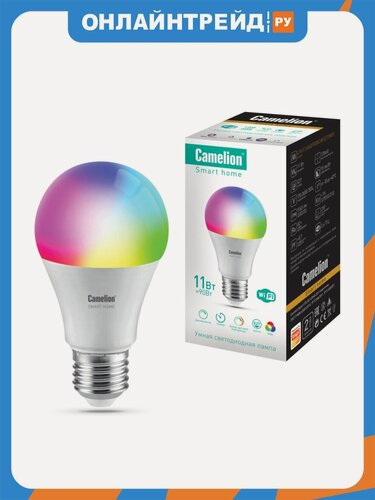 Изображение товара Умная светодиодная лампа Camelion 11W E27 A60 Wi-Fi