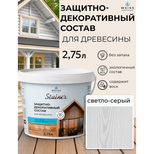 фото Защитно-декоративный состав для дерева и древесины, стайнер, пропитка, защитная лазурь weiss