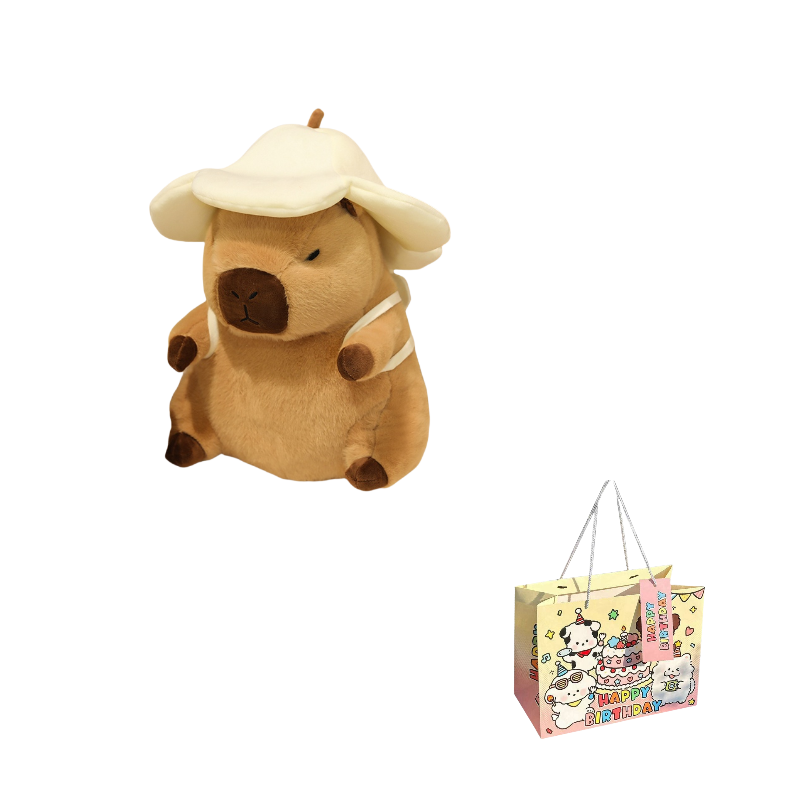 Плюшевая игрушка унисекс KUMAOYA Капибара 30CM EU, White Floral Hat Sea Lion Backpack Style