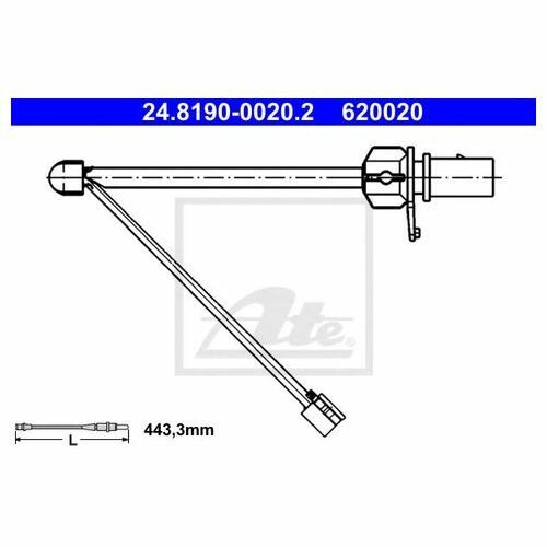 Датчик изн. тормоз. колодок AUDI A6/A7/A8 10- ПЕР L/R L 443.30mm Ate 24819000202 для Audi A6, A6 allroad, A7, A8