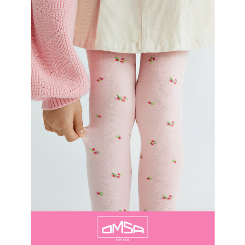 фото Колготки omsa omsa kids collant 12р43 с рисунком (розочки), 3 шт., размер 92-98, розовый, белый