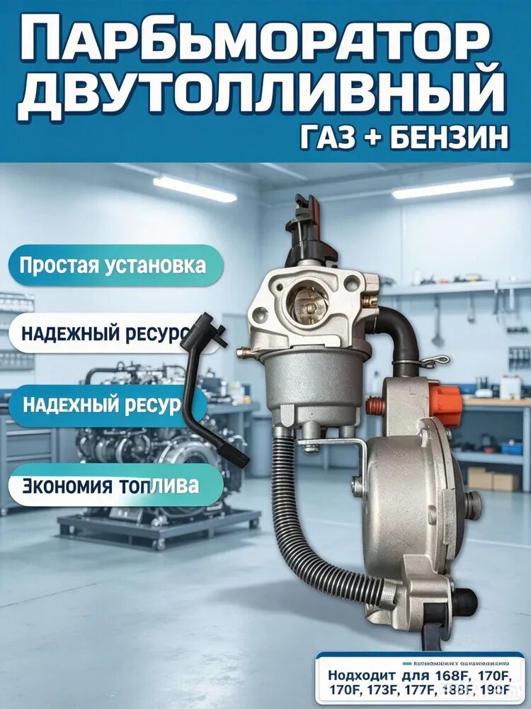 Daewoo карбюратор двухтопливный для генераторов 1.5-3.5 кВт 168F-170F