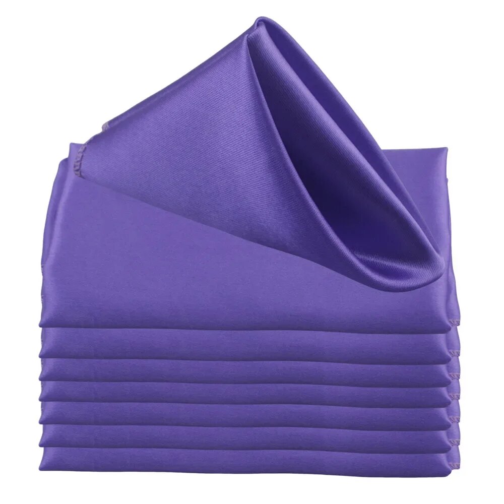 Атласные столовые салфетки 45х45 см, набор из 12 штук Фиолетовый, Light Purple