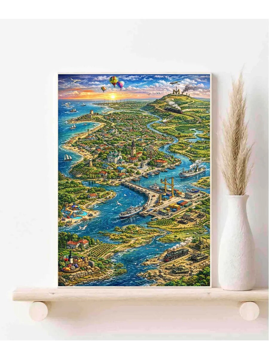 Темрюк, Россия, Fantasy Map, Карта, Плакат 30x42см