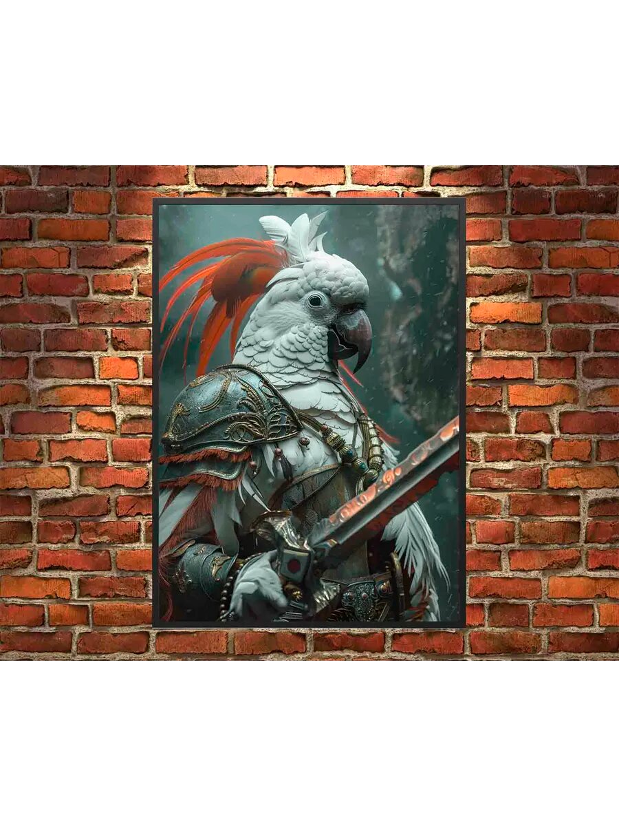 Птица какаду Гладиатор 4, Плакат 30x42см