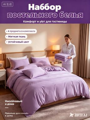 Комплект постельного белья 2-спальный 220x240 см, наволочки 50x80, простыня 220x240 см, цветсалатовый