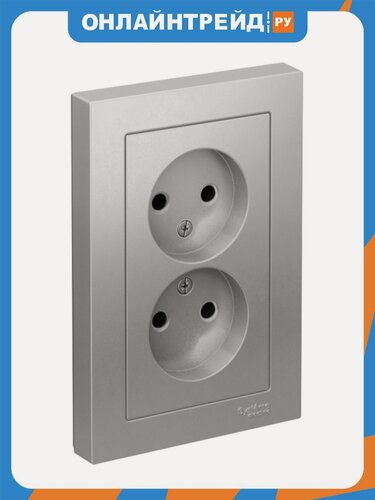 Изображение товара Розетка Systeme Electric (schneider Electric) SCHNEIDER ELECTRIC ATLASDESIGN 16А, в сборе, алюминий ATN000320
