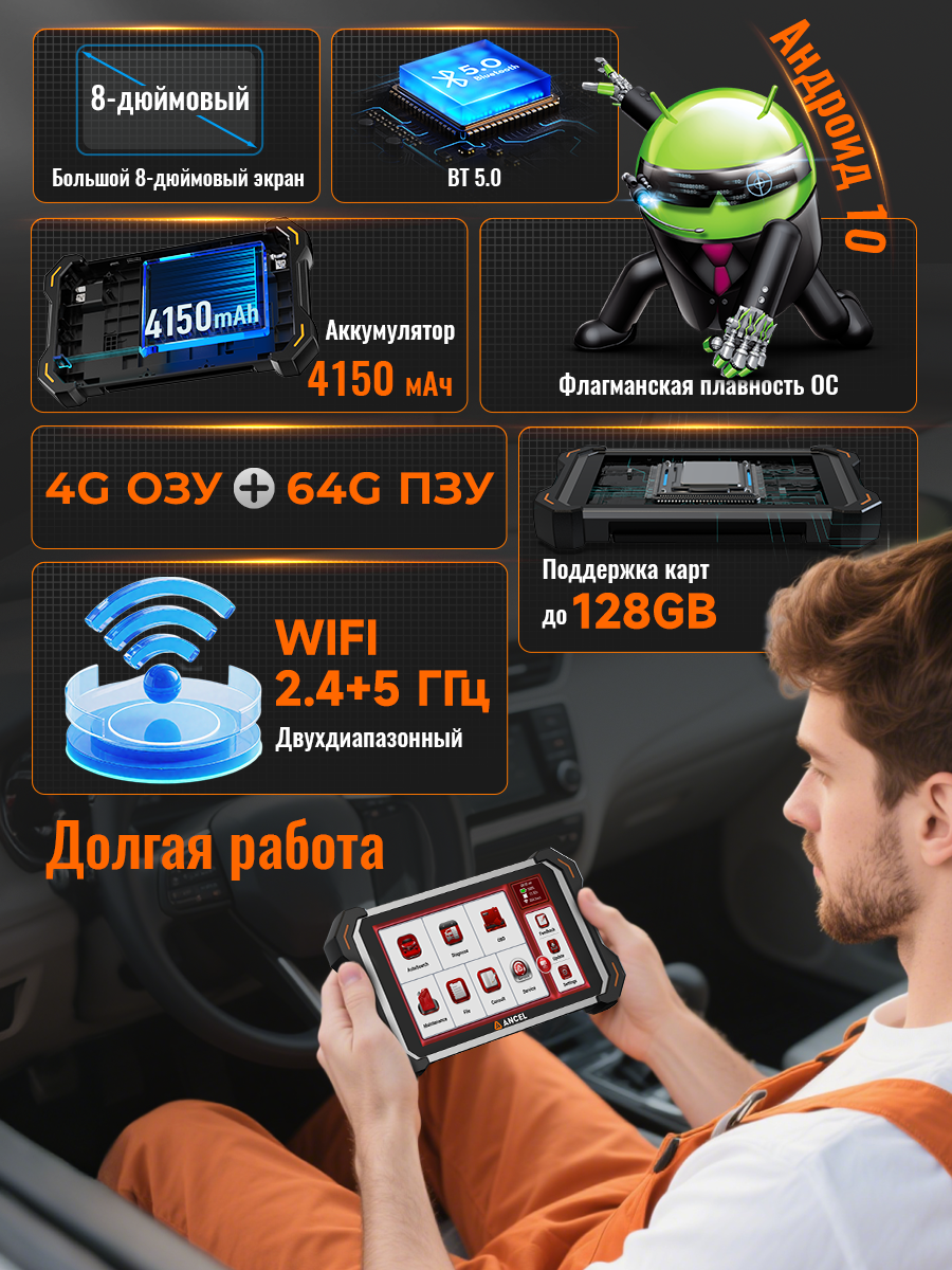 DS600 BT автосканер диагностический для , Сканер автомобильный диагностический, Двунаправленный сканирующий прибор. — фото 1