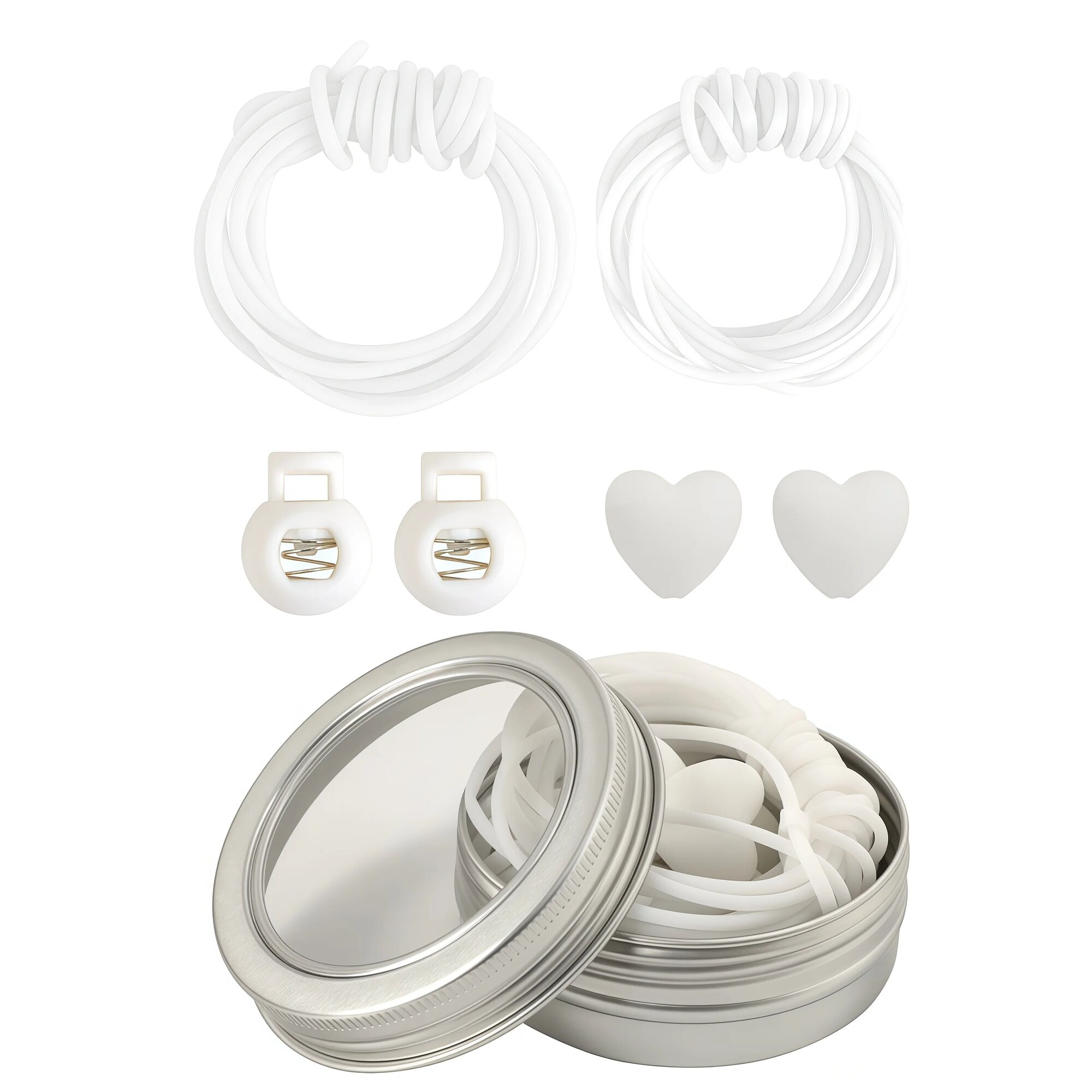 Набор силиконовых фиксаторов для вязальных спиц Белый, white with box