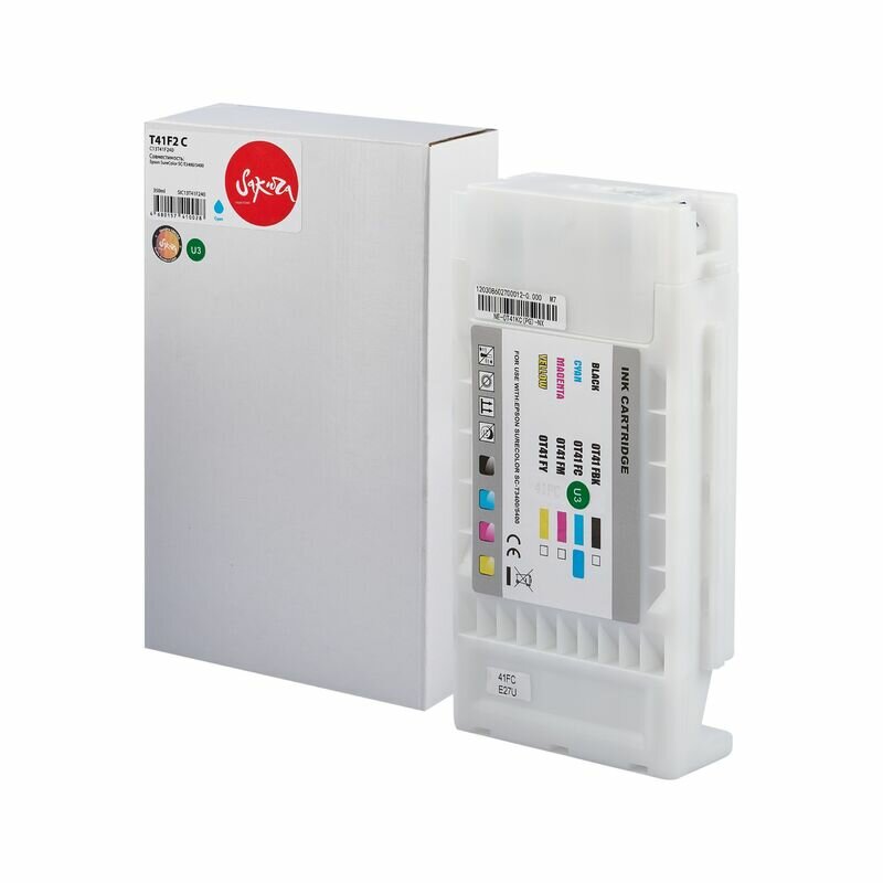 Картридж C13T41F240 (T41F2 C) для Epson SureColor SC-T3400 Sakura голубой