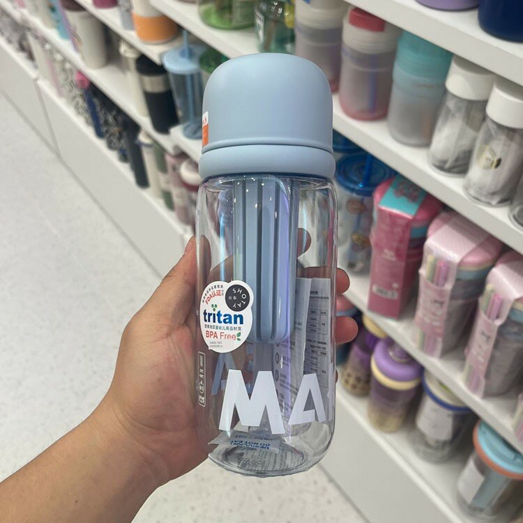 Чашка для чая Miniso Shangtai Flower Tea с крышкой, 600 мл, пластиковая, портативная, легкая синий