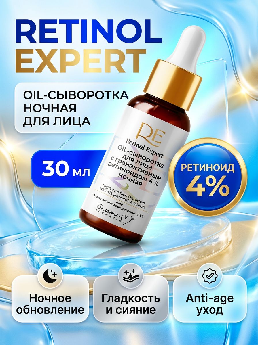 Сыворотка ночная с гранактивным ретиноидом 4% Белита-М 30 мл профессиональное омоложение, лифтинг