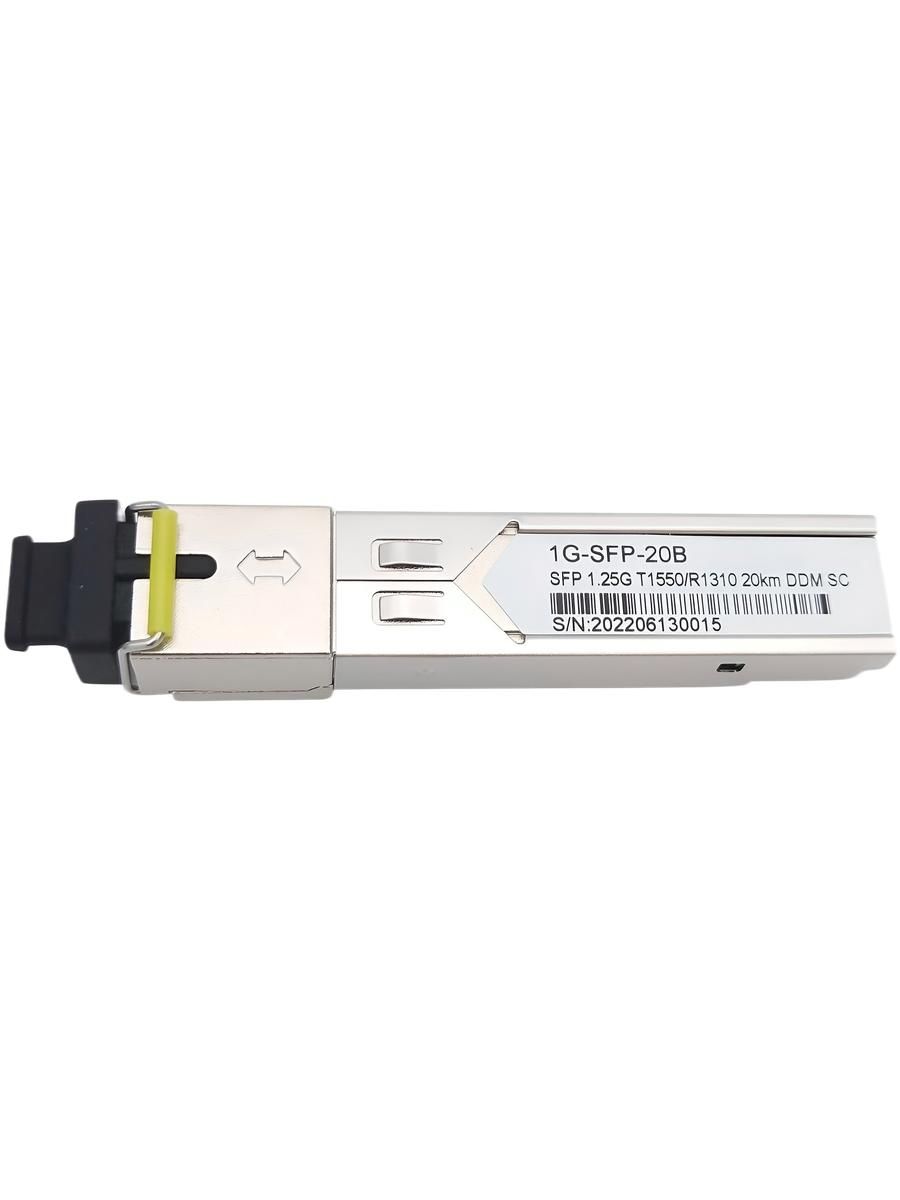 Оптический модуль SFP, скорость передачи: 1,25 Гбит/с, разъем SC, длина волны 1550/1310 нм, расстояние передачи 20км