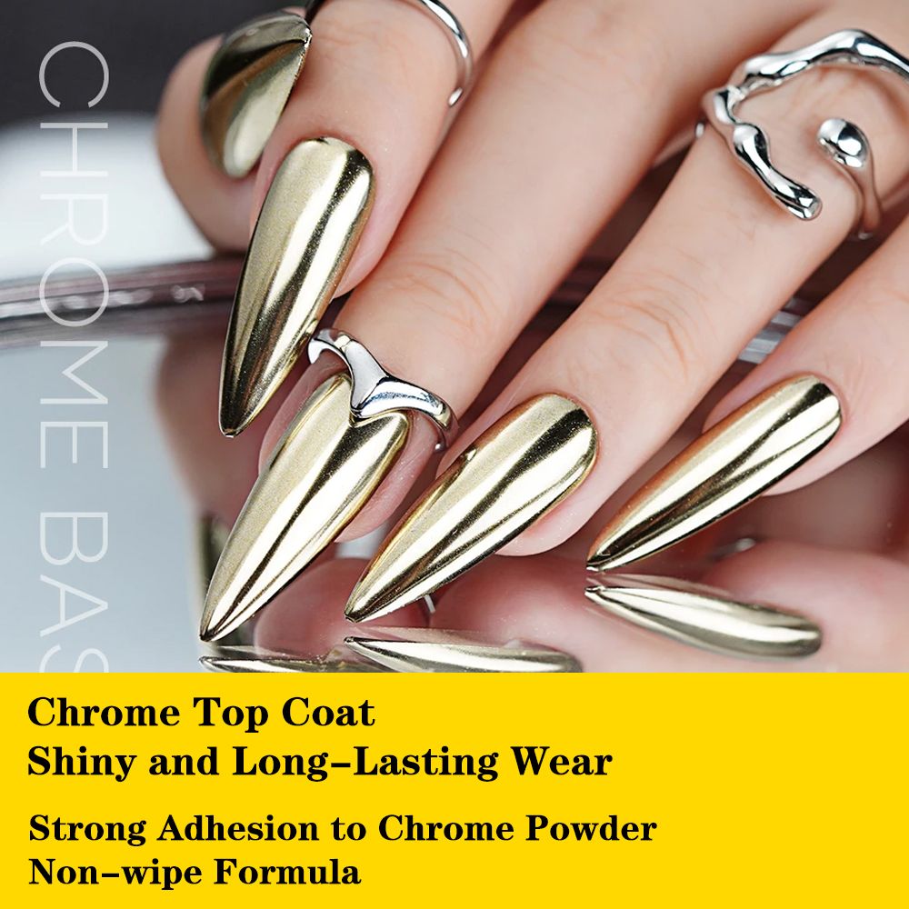 Tinovo Uno UV/LED Гель-лак "Top Chrome" суперблестящий, зеркальный, безалкогольный, долговечный, для рук/ног, 12 мл, гладкая бутылка, легко наносится.