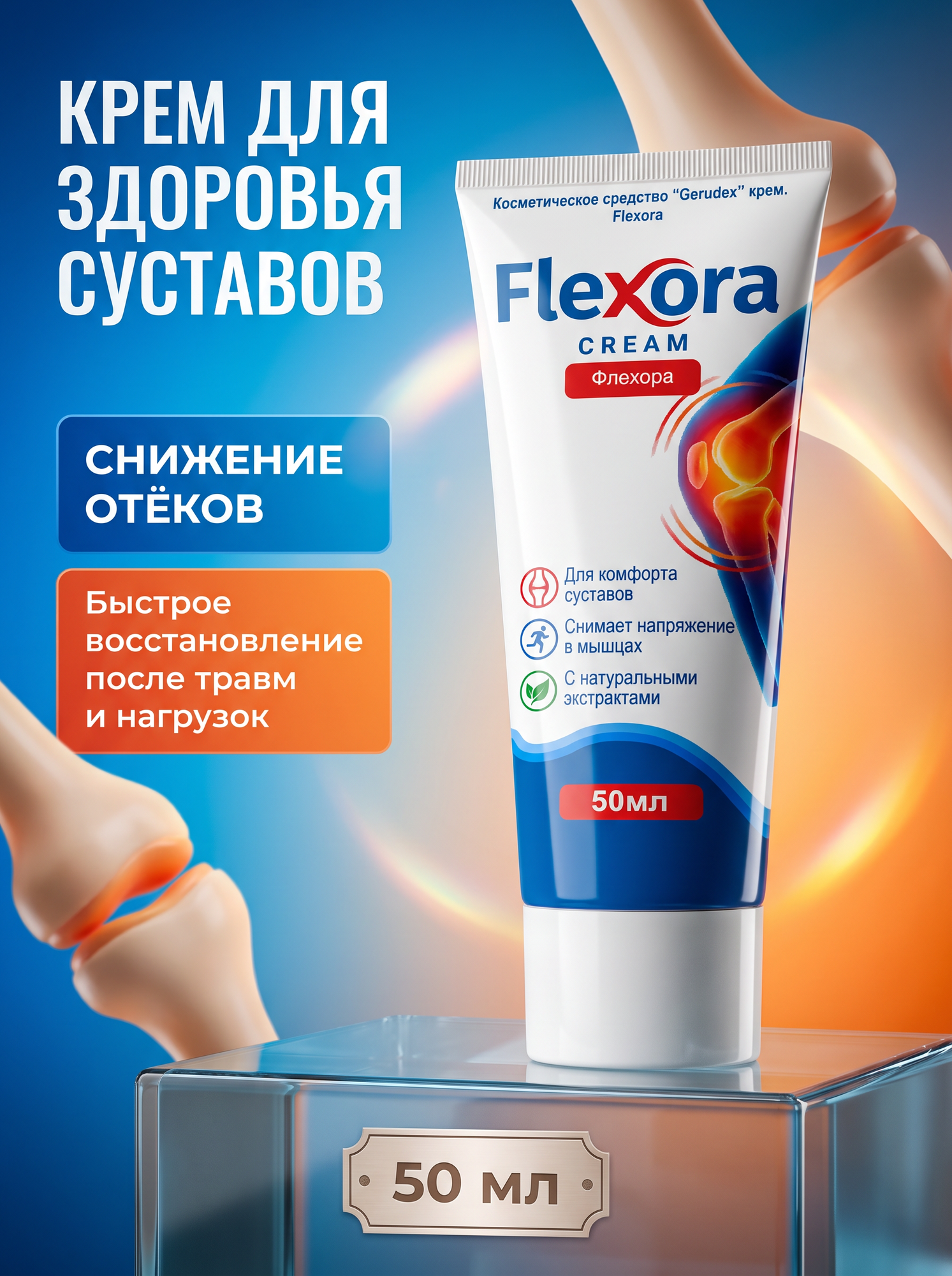 Flexora (Флексора): Поддержка суставов, связок и восстановление после нагрузок, туба 50 мл