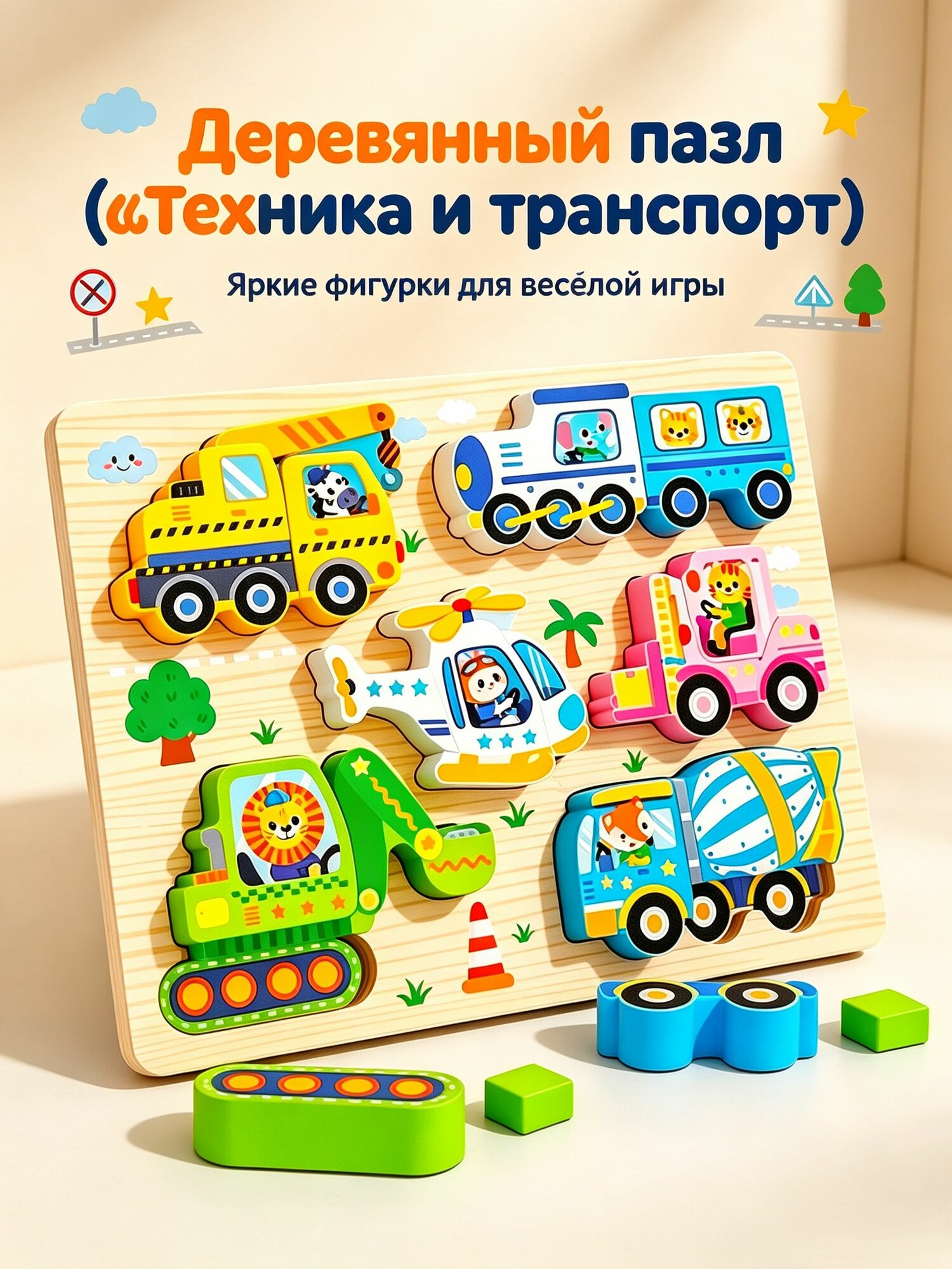 Деревянный сортер "Логика и формы", развивающая игрушка для малышей