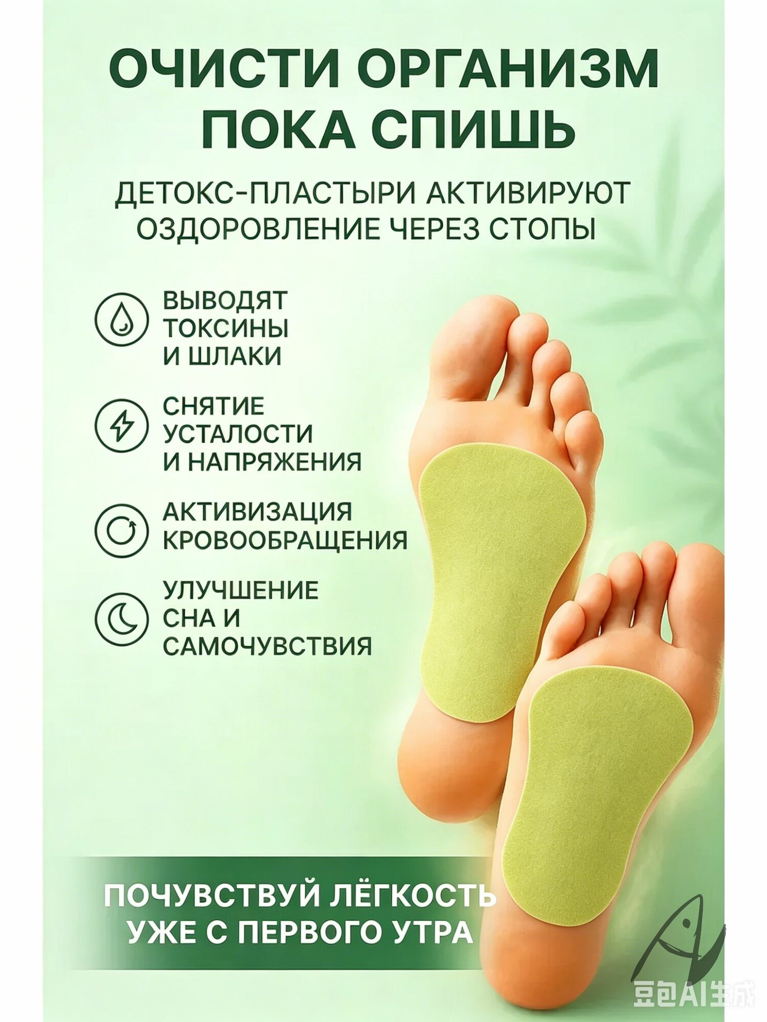 Пластыри для стоп детокс патчи от отеков ног для очищения 60 штук