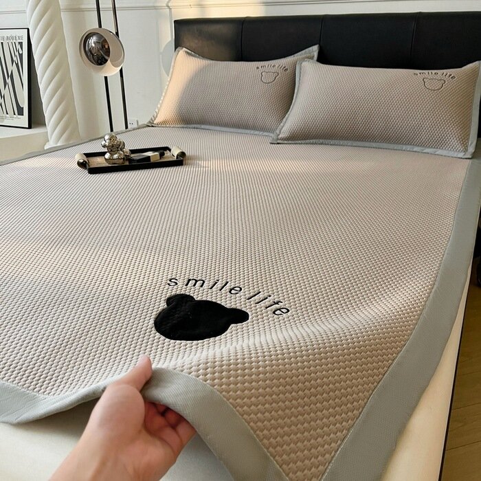 Класс А Cooling Mat из ледяных бобов, коричневый медведь, 90x200см, 1 слой, наволочка