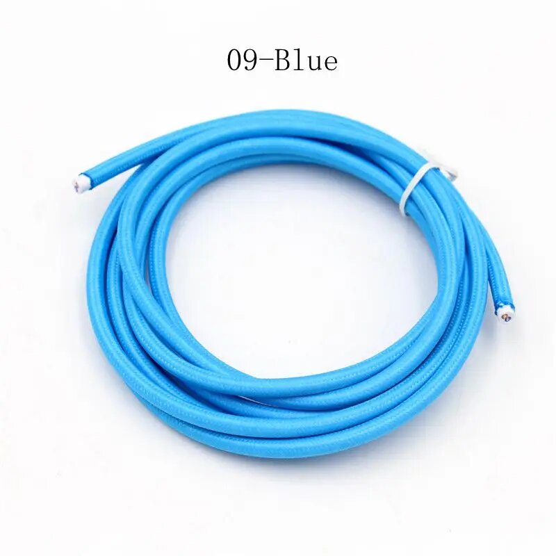 Тканевый кабель 0,75 мм2, 2 жилы, разноцветный 09 Blue, 20 м