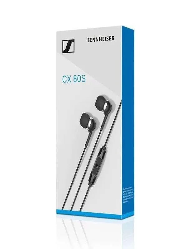 Наушники проводные Sennheiser CX 80S, черные, внутриканальные, с микрофоном