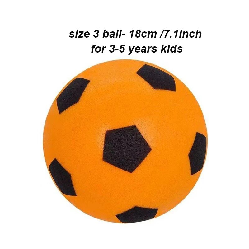 Бесшумный пенопластовый футбольный мяч для детей Оранжевый, size 3 soccer ball
