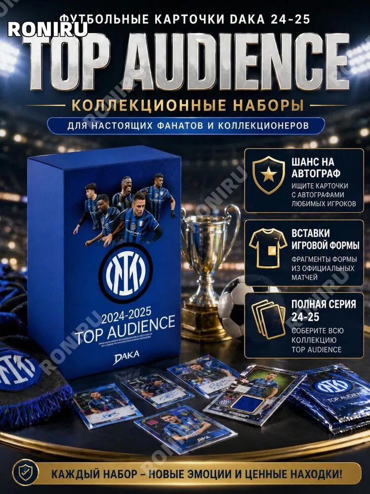 Футбольные карточки DAKA 24-25, коллекционные наборы TOP AUDIENCE с шансом на автограф и вставки игровой формы для фанатов и коллекционеров