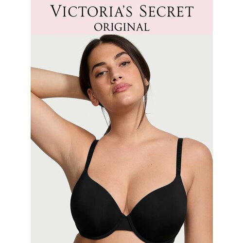 фото Бюстгальтер victoria's secret lightly lined smooth demi bra, 1 шт., размер 38dd, черный