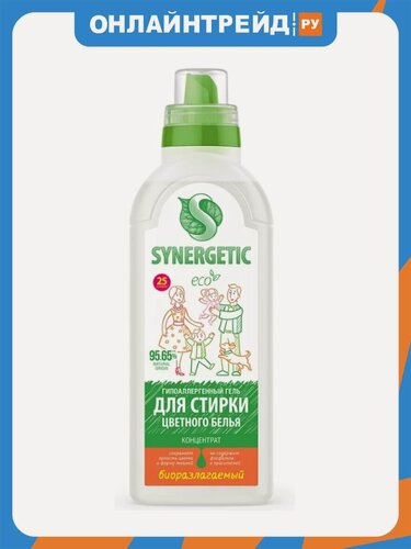 Изображение товара Гель для стирки Synergetic для цветного белья, 750 мл